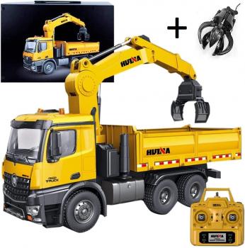 Huina 1575 RC Kipplader mit Kran, Holz und Schrottgreifer