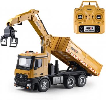 Huina 1575 RC Kipplader mit Kran, Holz und Schrottgreifer