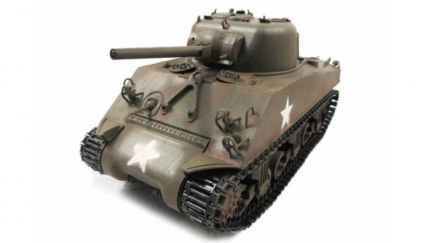 RC Vollmetall Panzer M4A3 Sherman Metall Army green, 1:16, True Sound, 2,4GHz