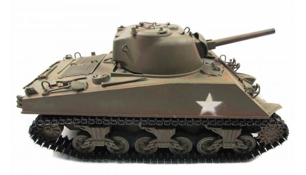 RC Vollmetall Panzer M4A3 Sherman Metall Army green, 1:16, True Sound, 2,4GHz