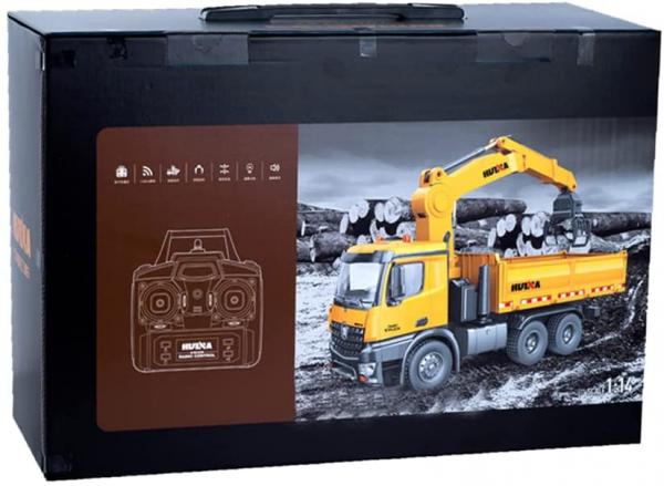 Huina 1575 RC Kipplader mit Kran, Holz und Schrottgreifer