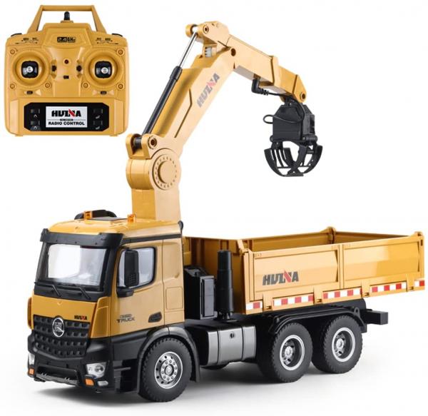 Huina 1575 RC Kipplader mit Kran, Holz und Schrottgreifer