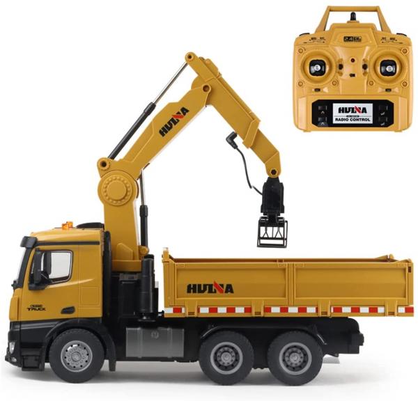 Huina 1575 RC Kipplader mit Kran, Holz und Schrottgreifer